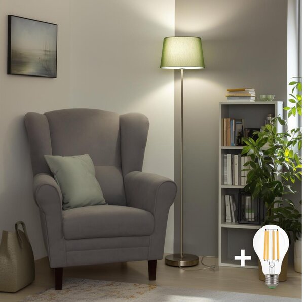 Brilagi - Lampadar LED CERIA 1xE27/40W/230V, diam. 30 cm, verde/crom mat