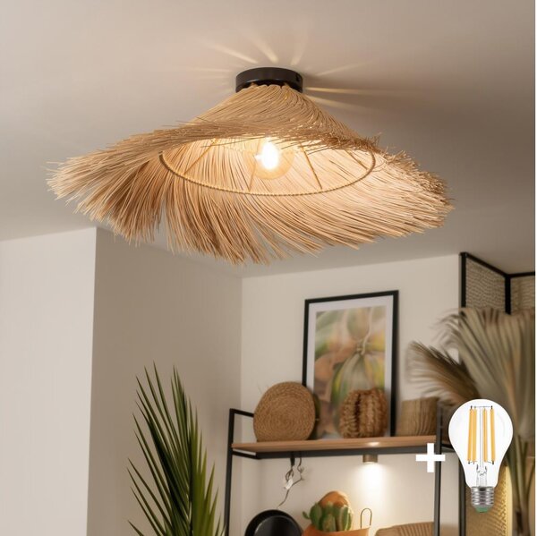 Brilagi - Lustră LED aplicată CERIA BOHO 1xE27/40W/230V, diam. 100 cm, ratan