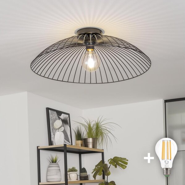 Brilagi - Lustră aplicată cu LED CERIA WIRE 1xE27/40W/230V, diametru 60 cm, neagră