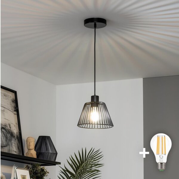 Brilagi - Pendul LED cu cablu CERIA WIRE, 1 x E27 (max. 40 W), 230 V, diametru 21 cm, negru