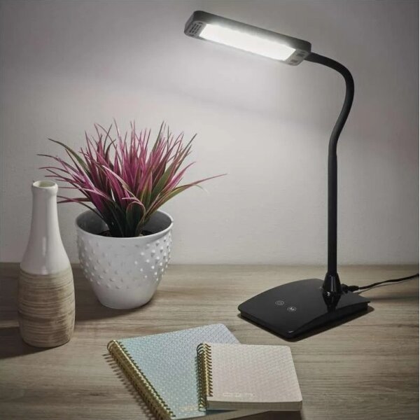 Lampă de birou LED EDDY, cu intensitate reglabilă, 6W, 230V, 3000/4500/6800K, neagră