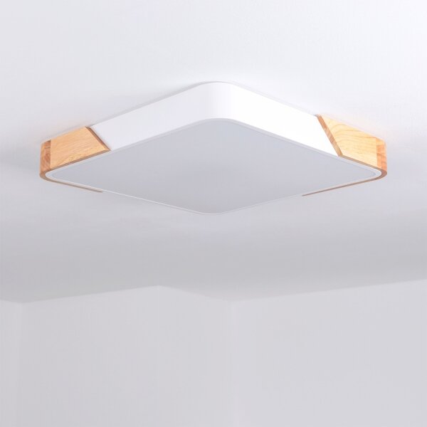 Brilagi - Corp de iluminat dimabil PILANA LED/48W/230V, stejar/alb, 42x42 cm + telecomandă