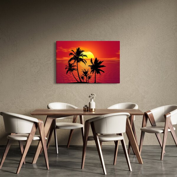 Tablou - Silueta insulei cu palmieri (90x60 cm)