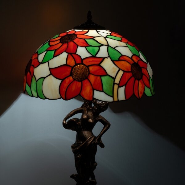 Brilagi - Lampă de masă Tiffany SUNFLOWER cu vitralii 1xE27/60W/230V
