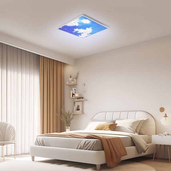 Brilagi - Plafonieră LED SLIMFRAME SKY, 58W, 230V, 60 x 60 cm, argintiu/albastru