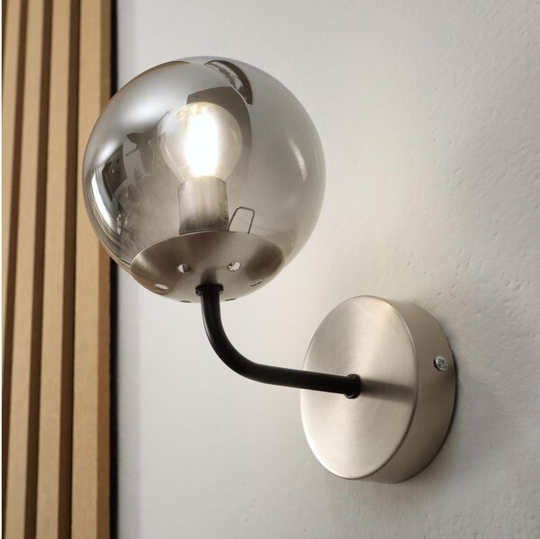 Brilagi - Lampă de perete MALIVA 1xE14/15W/230V crom mat/fumuriu