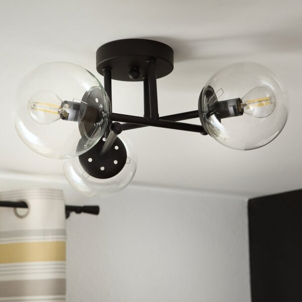 Brilagi - Lustră aplicată MALIVA 3xE14/15W/230V negru/transparent