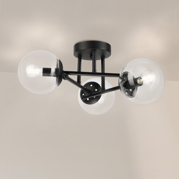 Brilagi - Lustră aplicată MALIVA 3xE14/15W/230V negru/transparent