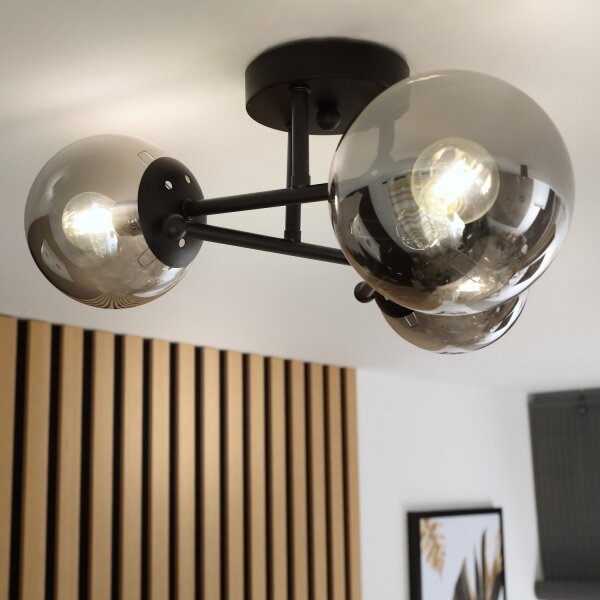 Brilagi - Lustră aplicată MALIVA 3xE14/15W/230V negru/fumuriu