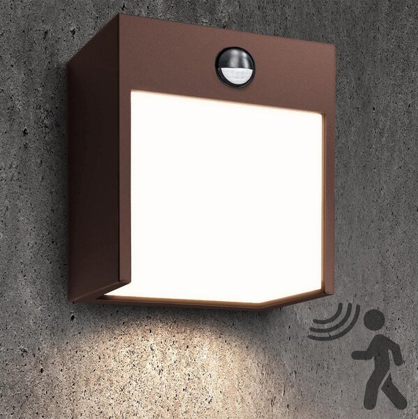 Brilagi-LED Aplică de exterior cu senzor TERNI, LED 12W, 230V, maro, IP44