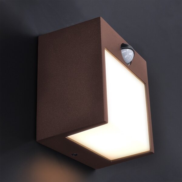Brilagi-LED Aplică de exterior cu senzor TERNI, LED 12W, 230V, maro, IP44