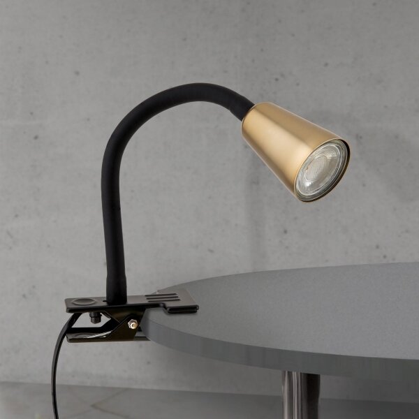 Orion DOTTY - Lampă de birou flexibilă cu clemă, 1xGU10/10W/230V, alamă/negru