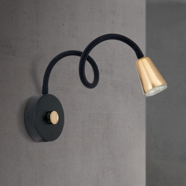 Orion DOTTY - Lampă de perete flexibilă dimmabilă 1xGU10/10W/230V negru/alamă
