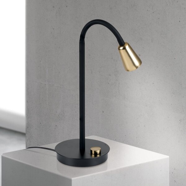 Orion - Lampă de masă DOTTY, dimabilă, cu braț flexibil, 1xGU10/10W/230V, negru/alamă