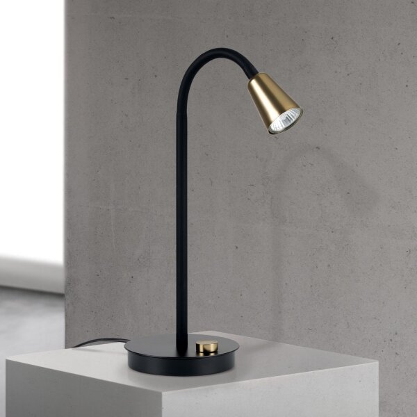 Orion - Lampă de masă DOTTY, dimabilă, cu braț flexibil, 1xGU10/10W/230V, negru/alamă