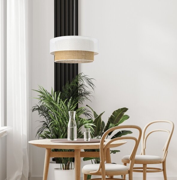 Lustră pe cablu BORHO 1xE27/60W/230V, diam. 40 cm, alb/jută