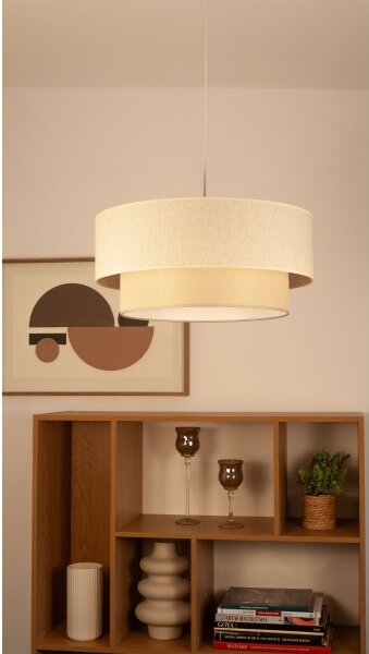 Lustră suspendată pe cablu NATIA 1xE27/60W/230V, diametru 45 cm, crem