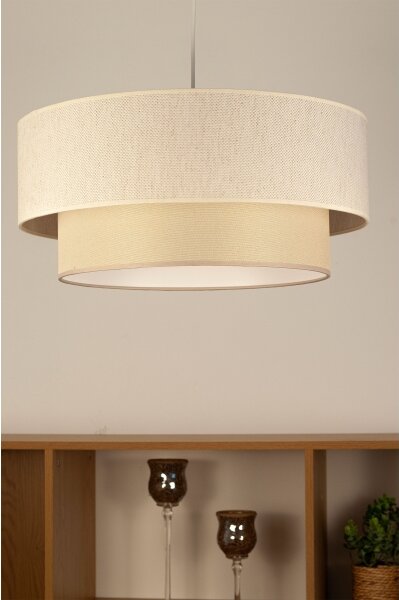 Lustră suspendată pe cablu NATIA 1xE27/60W/230V, diametru 45 cm, crem