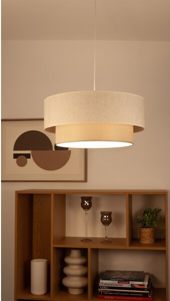 Lustră suspendată pe cablu NATIA 1xE27/60W/230V, diametru 45 cm, crem