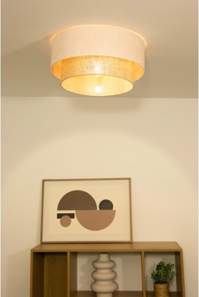 Lampă de tavan NATIA, 1x E27, 60 W, 230 V, diametru 45 cm, alb/maro