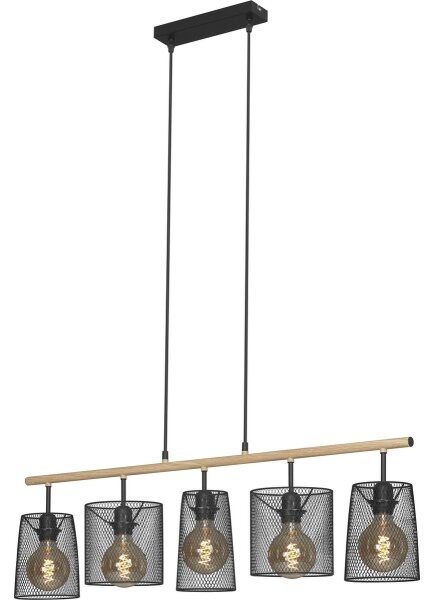 Brilo 4078-054 - Candelabru pe cablu WOOD & STYLE 5xE27/60W/230V