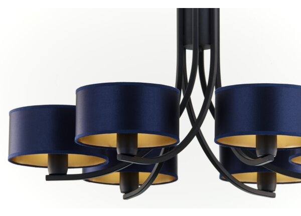 Jupiter 2102 - Candelabru cu lanț ARTHUR 6xE27/15W/230V albastru/negru