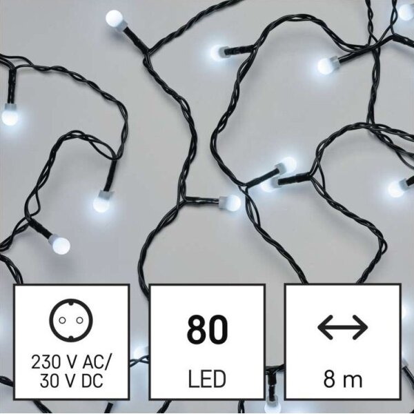 Ghirlandă luminoasă LED de exterior, 80 LED, 13 m, IP44, alb rece