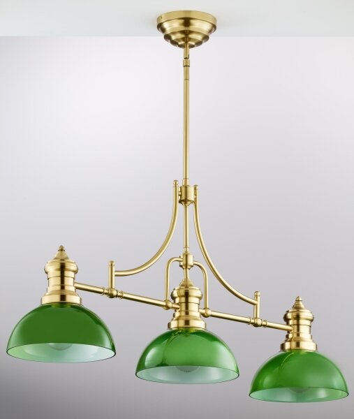 Lustră cu tijă PLATINO Jupiter 2074, 3xE27/15W/230V, verde/auriu