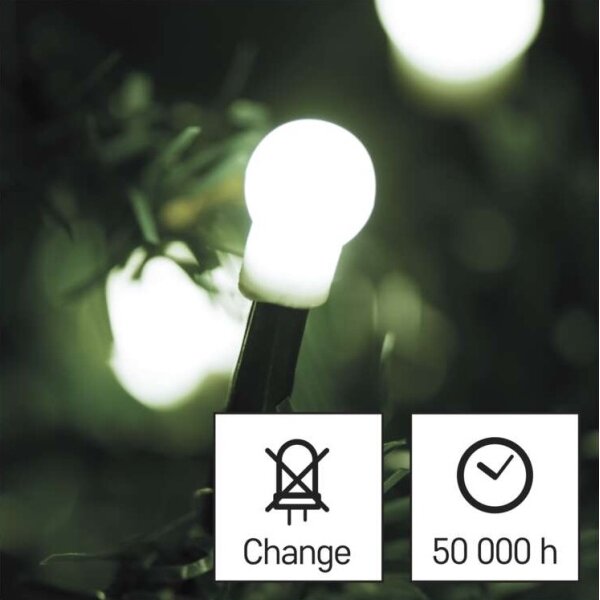 Ghirlandă luminoasă LED de exterior, 80 LED, 13 m, IP44, alb rece