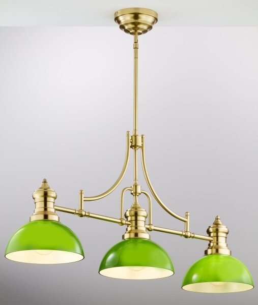 Lustră cu tijă PLATINO Jupiter 2074, 3xE27/15W/230V, verde/auriu