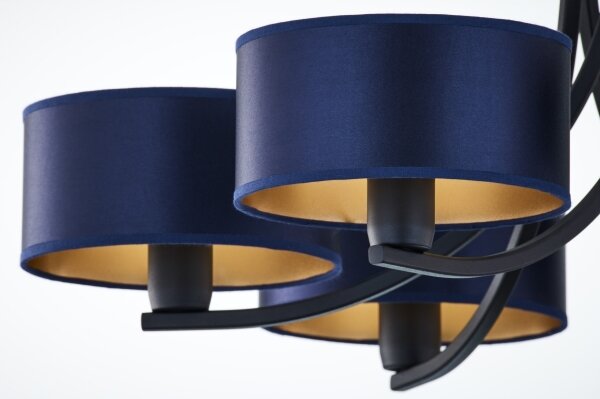 Jupiter 2102 - Candelabru cu lanț ARTHUR 6xE27/15W/230V albastru/negru
