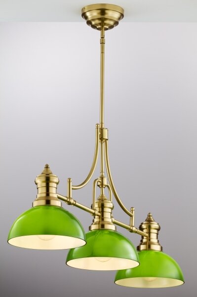 Lustră cu tijă PLATINO Jupiter 2074, 3xE27/15W/230V, verde/auriu