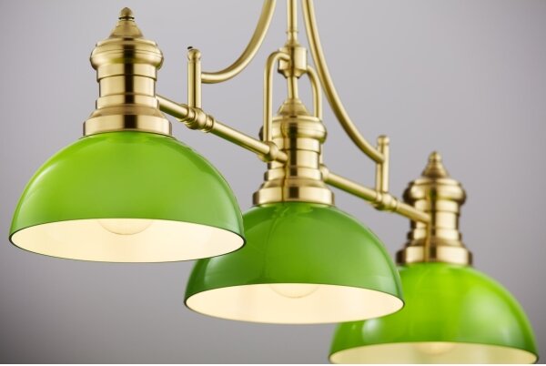 Lustră cu tijă PLATINO Jupiter 2074, 3xE27/15W/230V, verde/auriu