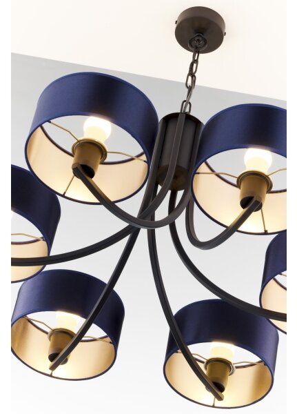 Jupiter 2102 - Candelabru cu lanț ARTHUR 6xE27/15W/230V albastru/negru