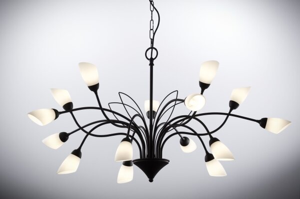 Jupiter 2057 - Lustră suspendată pe lanț GLORIOSA 15xG9/14W/230V negru