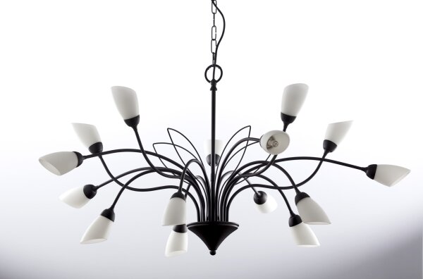 Jupiter 2057 - Lustră suspendată pe lanț GLORIOSA 15xG9/14W/230V negru