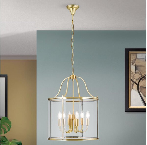 Orion - Candelabru BRUNO cu lanț, 6xE14/40W/230V, diam. 43 cm, auriu