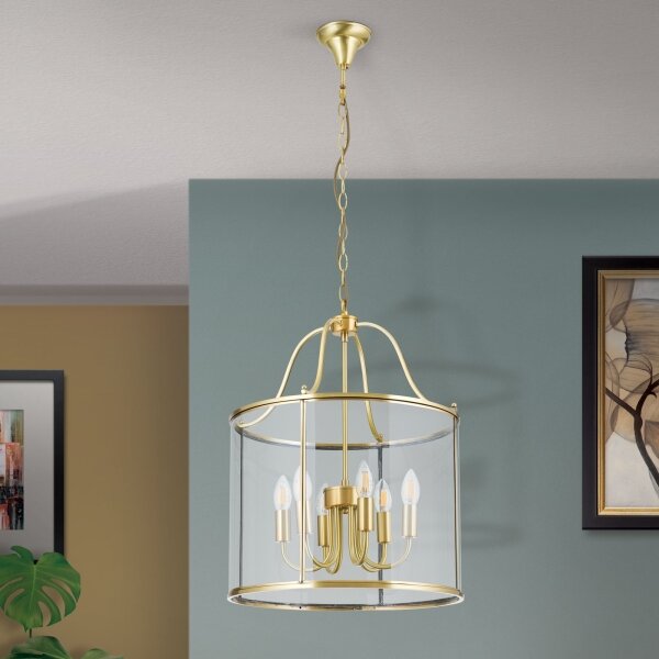 Orion - Candelabru BRUNO cu lanț, 6xE14/40W/230V, diam. 43 cm, auriu