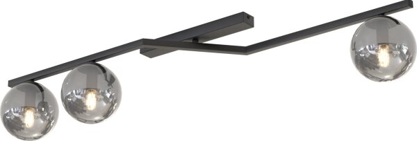Plafonieră NATON, 3x E14, 10W, 230V, negru/fumuriu