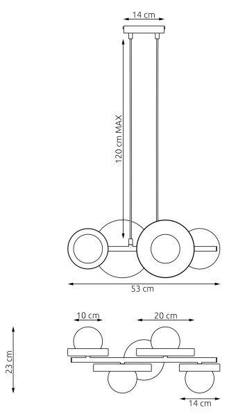 Lustră suspendată pe cablu MODEL 4xG9/8W/230V, albă