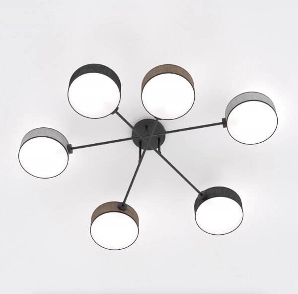 Lustră aplicată MAGA, 6 x E14, 10 W, 230 V, negru/maro/gri