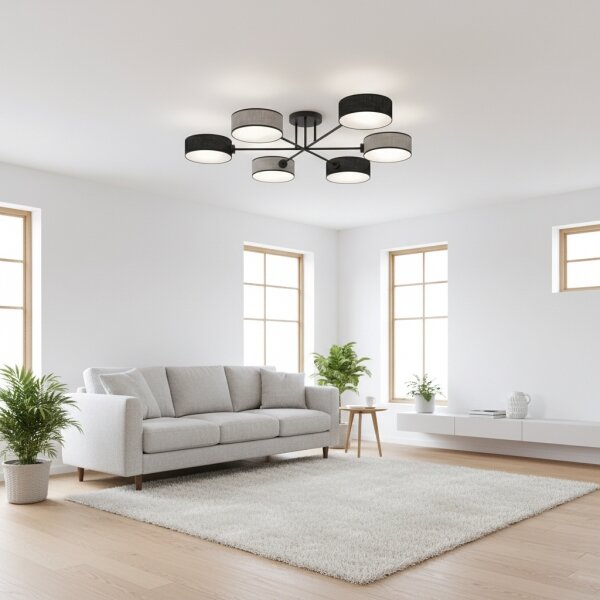 Lustru aplicat MAGA 6xE14/10W/230V negru/gri