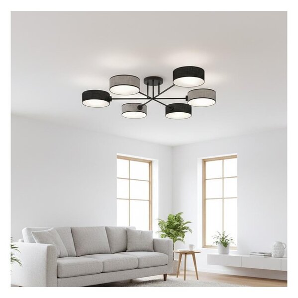Lustru aplicat MAGA 6xE14/10W/230V negru/gri