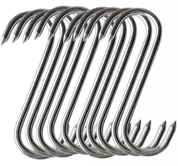 Set 10 carlige rezistente pentru macelarie, otel gros, 16 cm