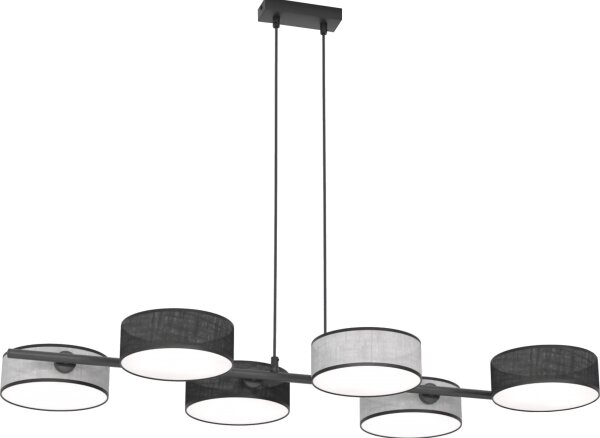 Lustră pe cablu DRUMZ 6xE14/10W/230V negru/gri