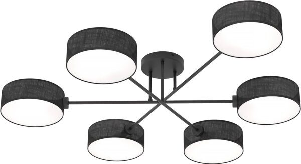 Candelabru pentru montaj pe tavan MAGA 6xE14/10W/230V negru