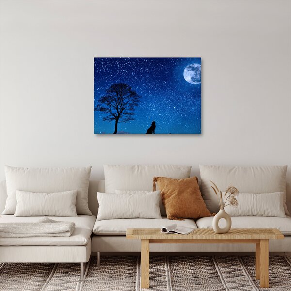 Tablou - Lupul urlând la lună (70x50 cm)