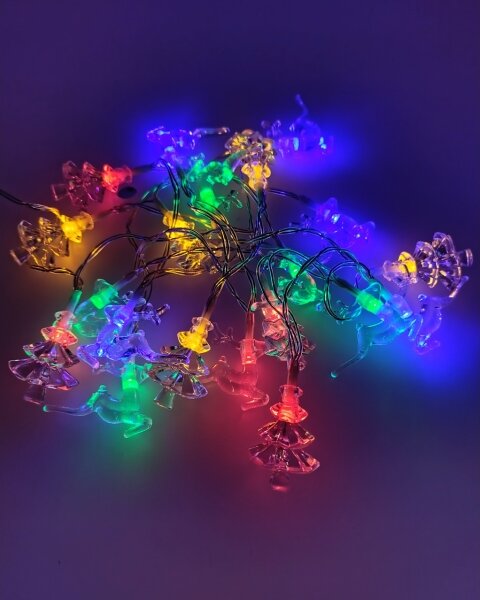 Ghirlandă LED de exterior 20xLED/2xAA 2,2 m IP44 multicolor brăduți și reni