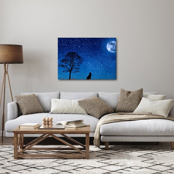 Tablou - Lupul urlând la lună (70x50 cm)