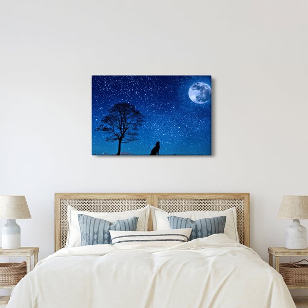 Tablou - Lupul urlând la lună (90x60 cm)